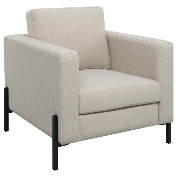 Coaster Tilly Oatmeal Upholstery Fabric Track Arms Chair