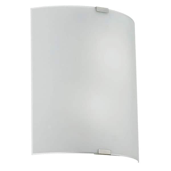 Eglo Grafik 12.6 in. W x 14.57 in. H 2-Light Chrome Wall Sconce with Satin Glass Shade