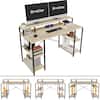 Bestier 55.12 in. Light Oak Computer Desk with Monitor Stand D074G-OAK