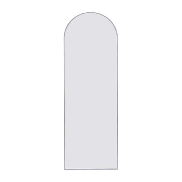 23.6 in. W x 71 in. H Oval Framed Hook Wall Bathroom Vanity Mirror in Silver