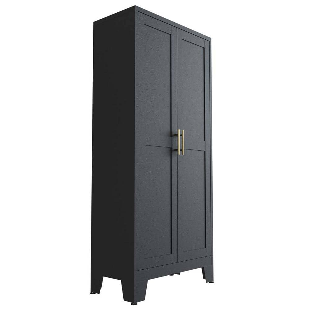 27.55 in. W x 13.78 in. D x 61 in. H Black Wall Mounted Metal Linen Cabinet