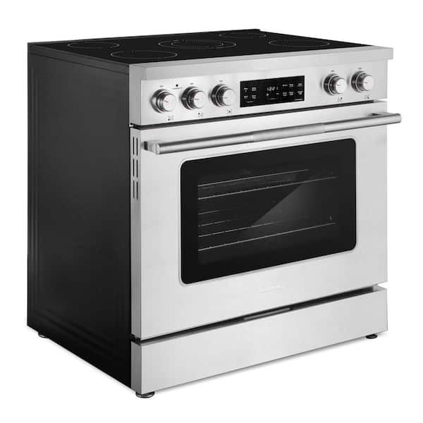 36 in. Stellar Collection 5.8 cu. ft. Electric Range, 5-Burner Ceramic Glass Cooktop, Convection Oven, Stainless Steel