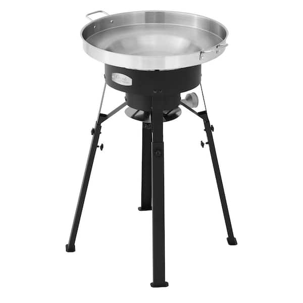Portable Gas Cooker with Stainless Steel Wok, with Cast Iron Burner, 54,000 BTU, Height Adjustable Legs, Outdoor Cooking