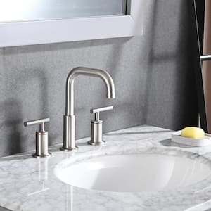 Fiona 8 in. Widespread 2-Handle Bathroom Faucet with Drain Kit Included in Brushed Nickel