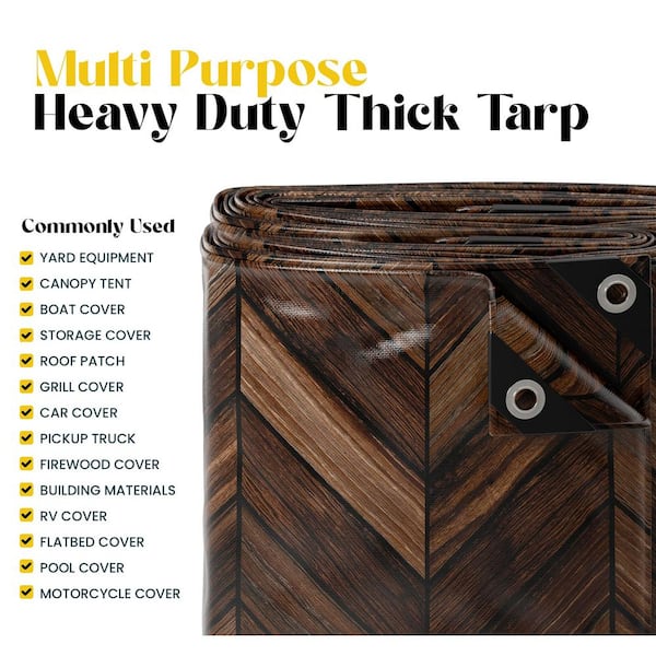 CORE TARPS 20 ft. X 20 ft., Brown Wood/Black, Extreme Heavy Duty