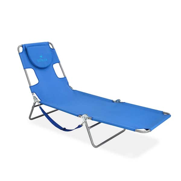 Blue Folding Portable Chaise Lounge Sunbathing Poolside Beach Chair