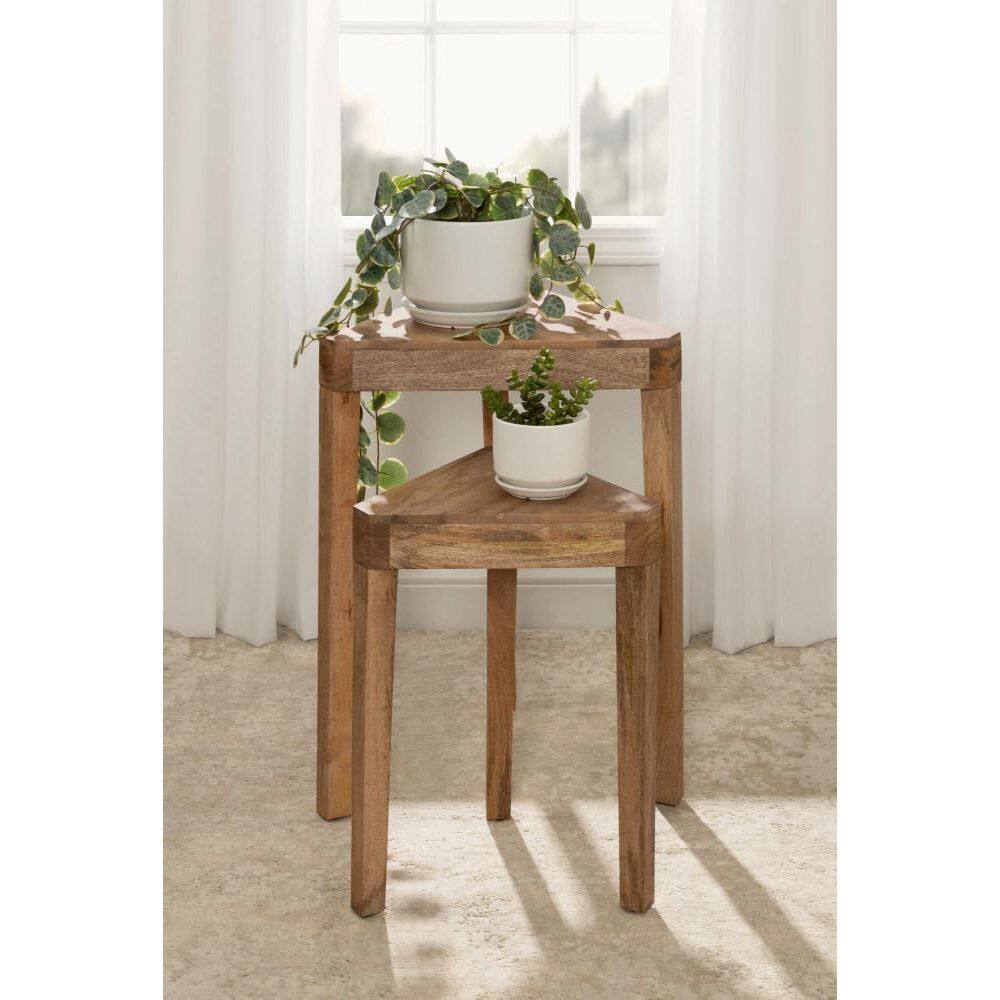 Talcott Whitewashed Wood Triangular Nesting Table Set