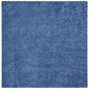 Primo Shag Blue 7 ft. x 7 ft. Square Solid Area Rug