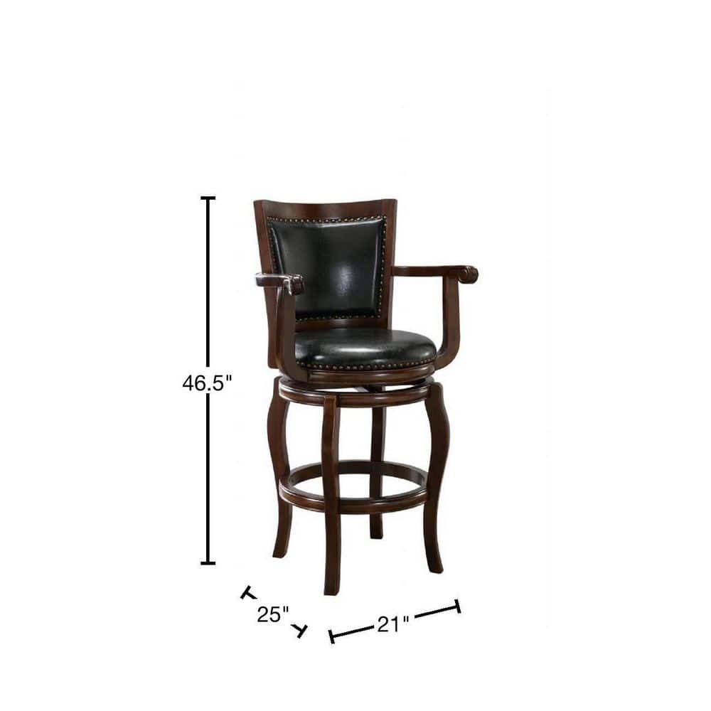 Cappuccino 43" Swivel Barstool in Faux Leather and Wood