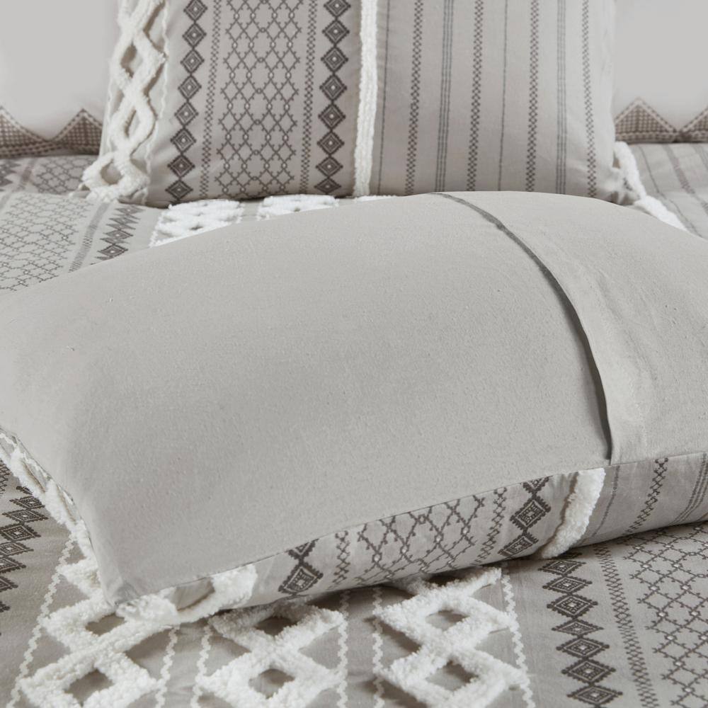 Gray Full Cotton Reversible Comforter Set with Chenille