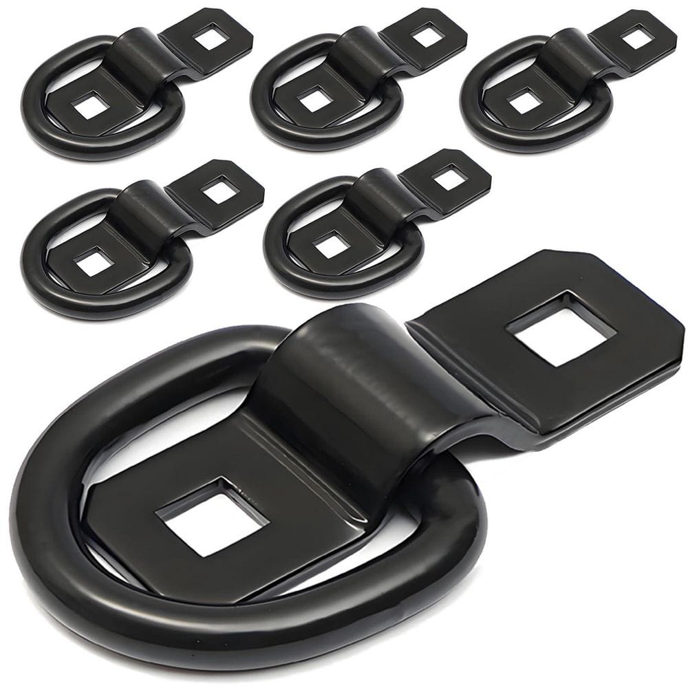 3/8 Inch Heavy Duty Steel D Ring Tie Down Anchor Black Surface Mount Bracket for Cargo Trailer Truck RV Camper price history on PriceWatchPro