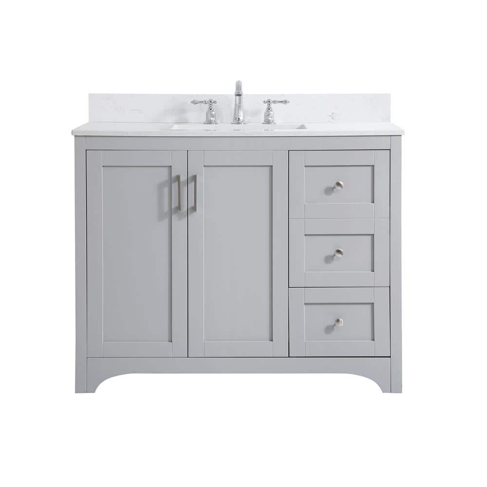 Timeless 42 in. W Single Bath Vanity in Grey with Engineered Stone Vanity T