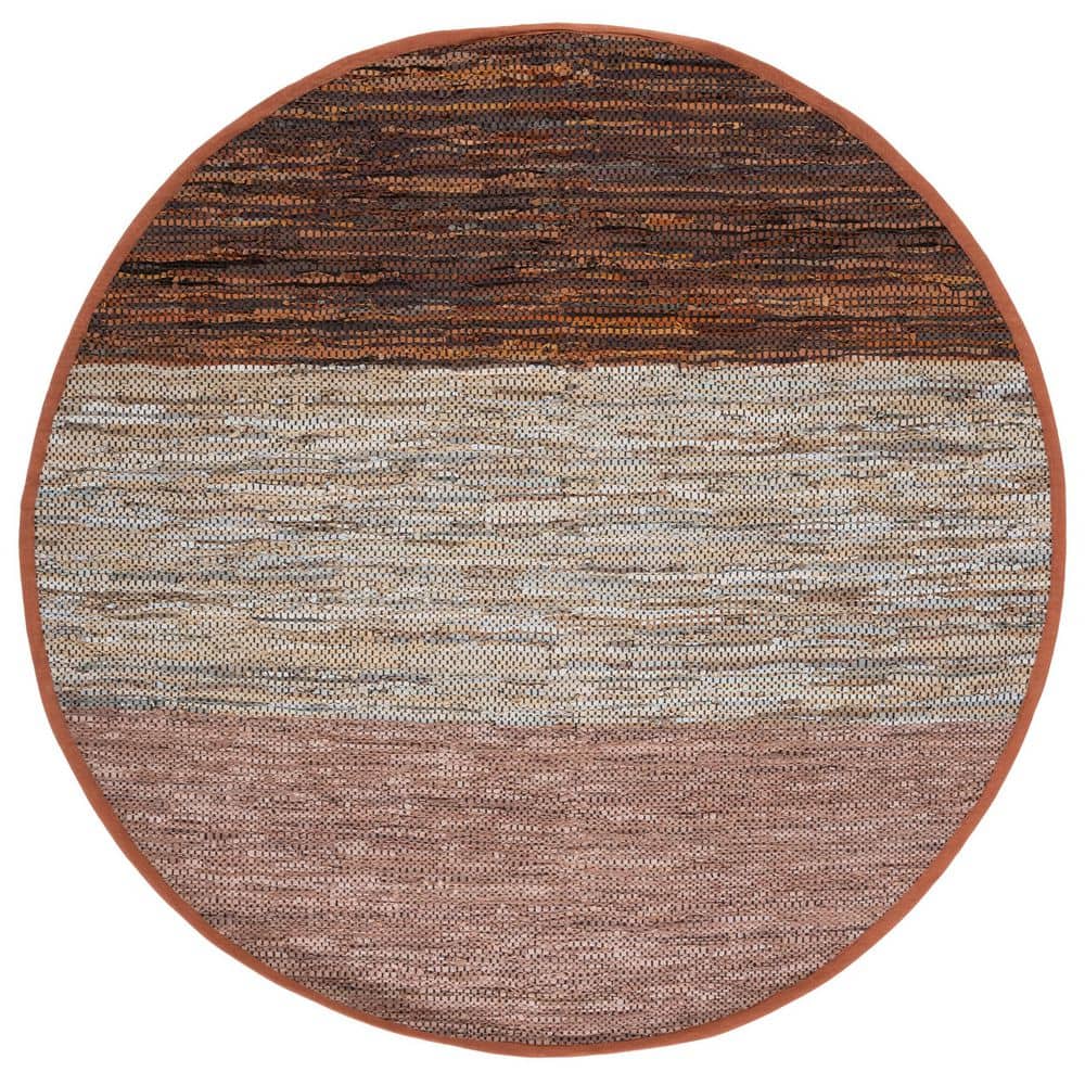 Olive Grey Rust Rug SAFAVIEH Vintage Leather 7 ft. x 7 ft. Rust/Gray Gradient Striped Round ...