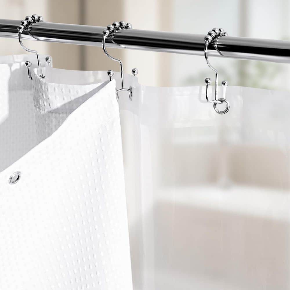 72 in. W x 72 in. L Cloth Polyester Waffle Shower Curtain Set in White for Home Bathroom, Modern Bathroom Renovation