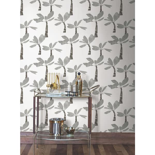 Grey Painted Oasis Carbon and Graphite Wallpaper