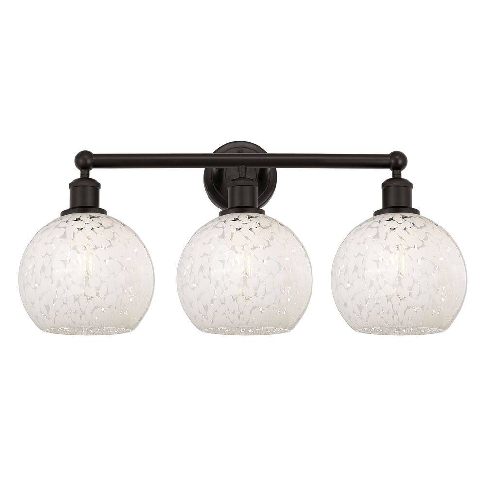 White Mouchette 26 in. 3-Light Oil Rubbed Bronze Vanity Light with Glass Shade price history on PriceWatchPro