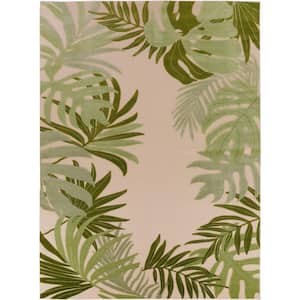 Aloha Ivory Green 9 ft. x 12 ft. Botanical Contemporary Area Rug