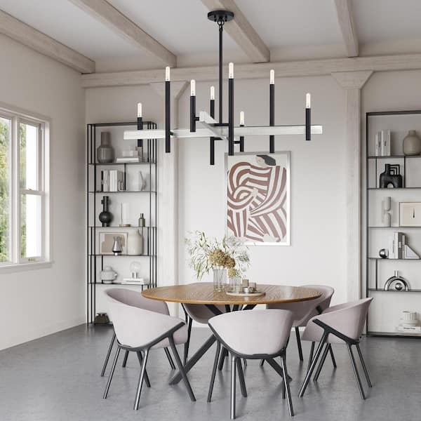 Livex Lighting Denmark 8-Light Black with Brushed Nickel Accents