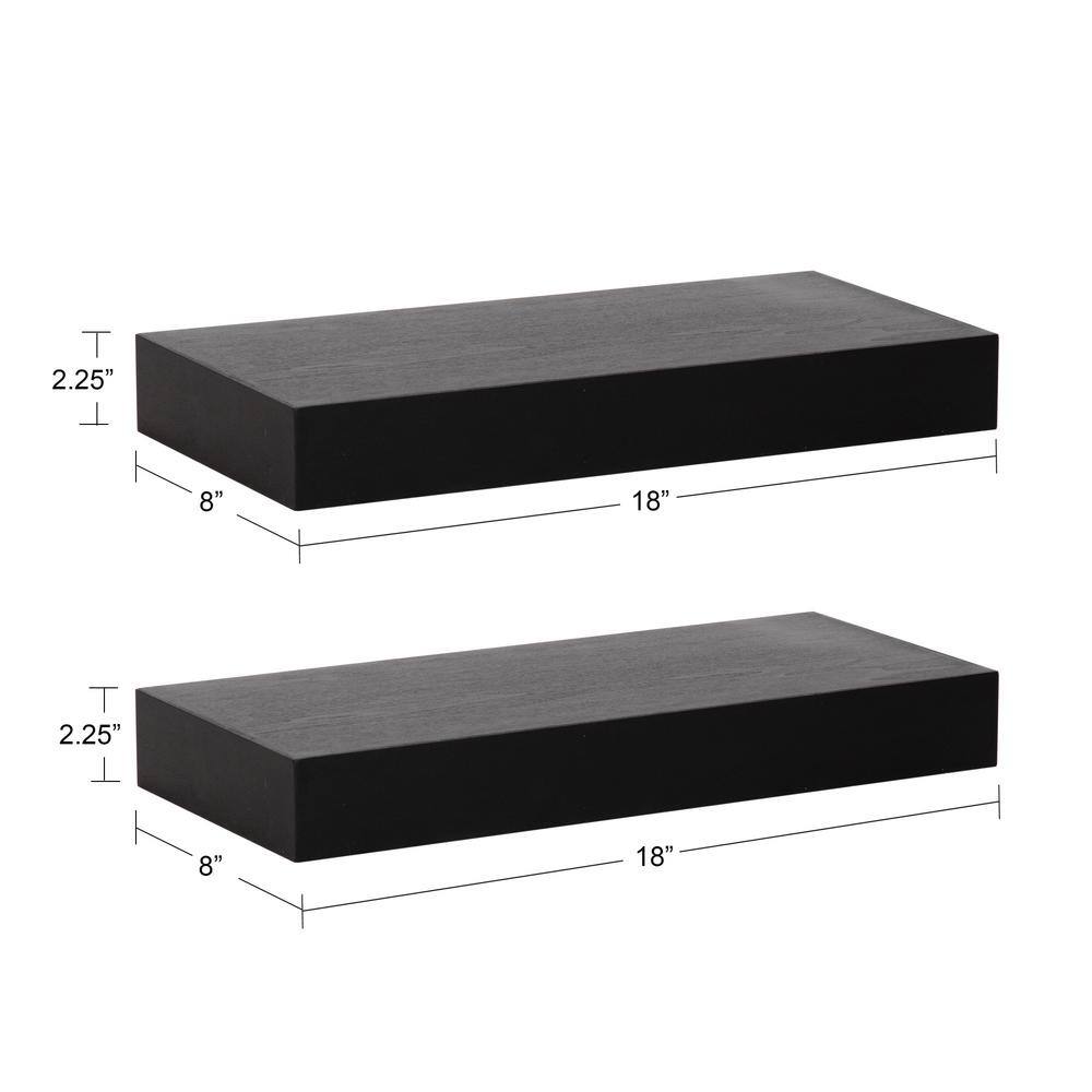 Havlock 18'' Black Wood Modern Floating Cube Shelves - Set of 2