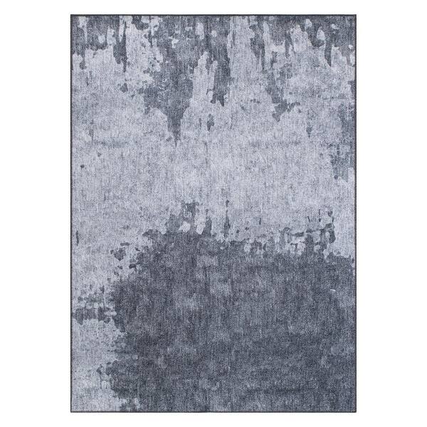 World Rug Gallery Gray 3 ft. 3 in. x 5 ft. Distressed Abstract Machine Washable Area Rug