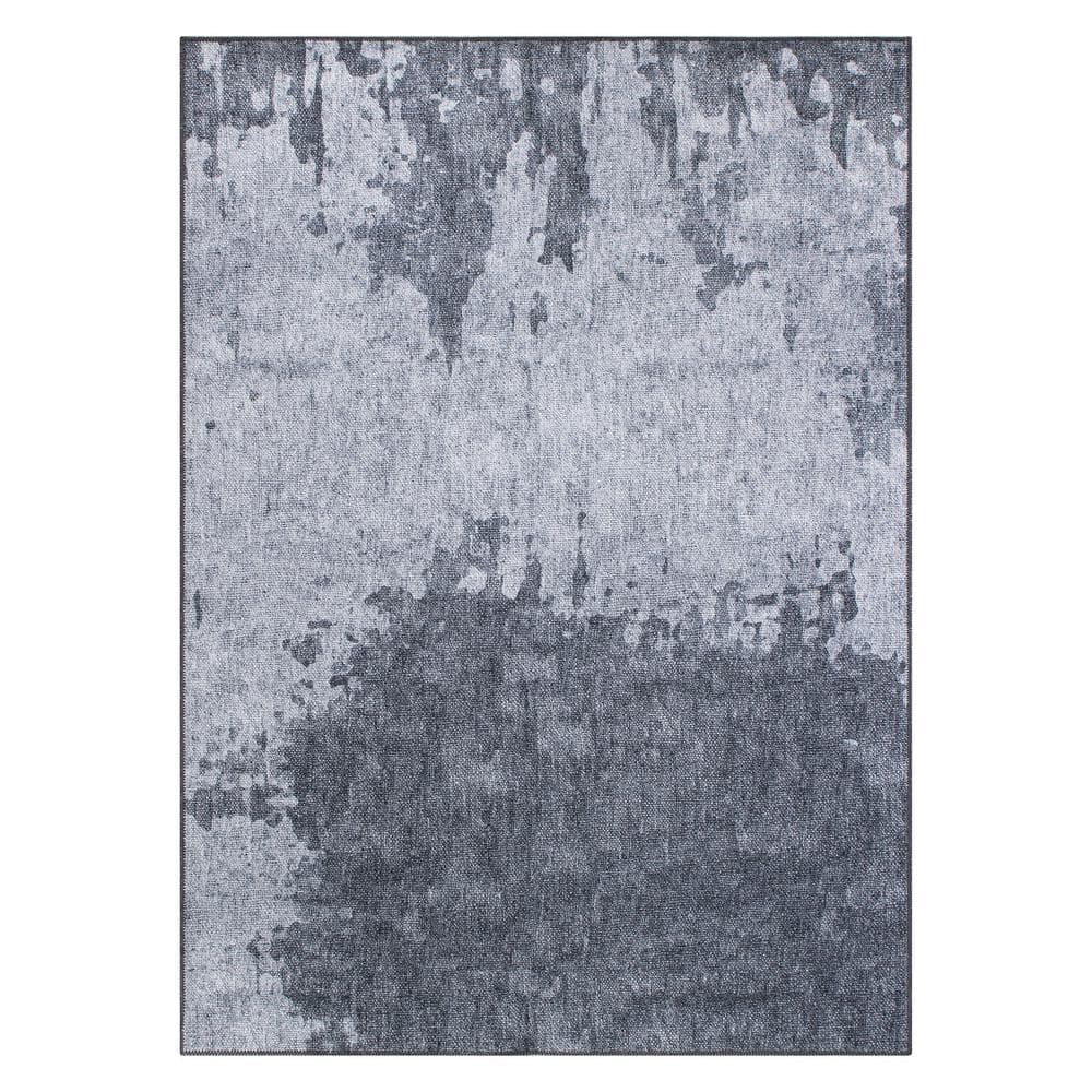 Gray Abstract Flat Woven Machine Washable Area Rug