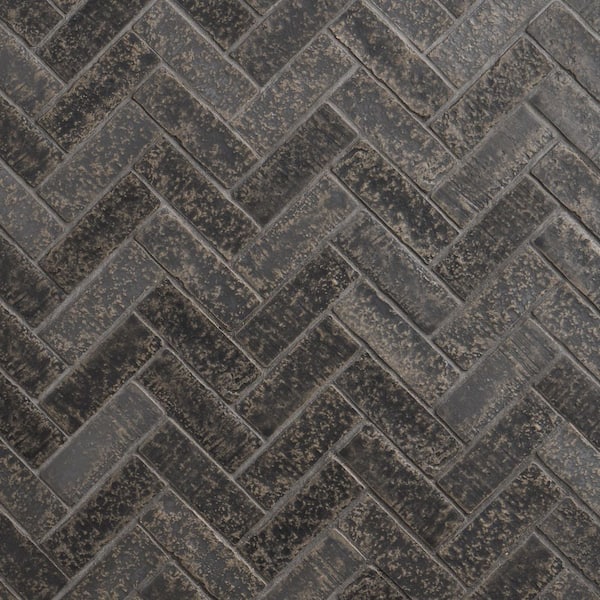 Creston Charcoal Gray 12.72 in. x 13.53 in. Herringbone Matte Porcelain Mosaic Floor and Wall Tile (1.19 sq. ft./each)