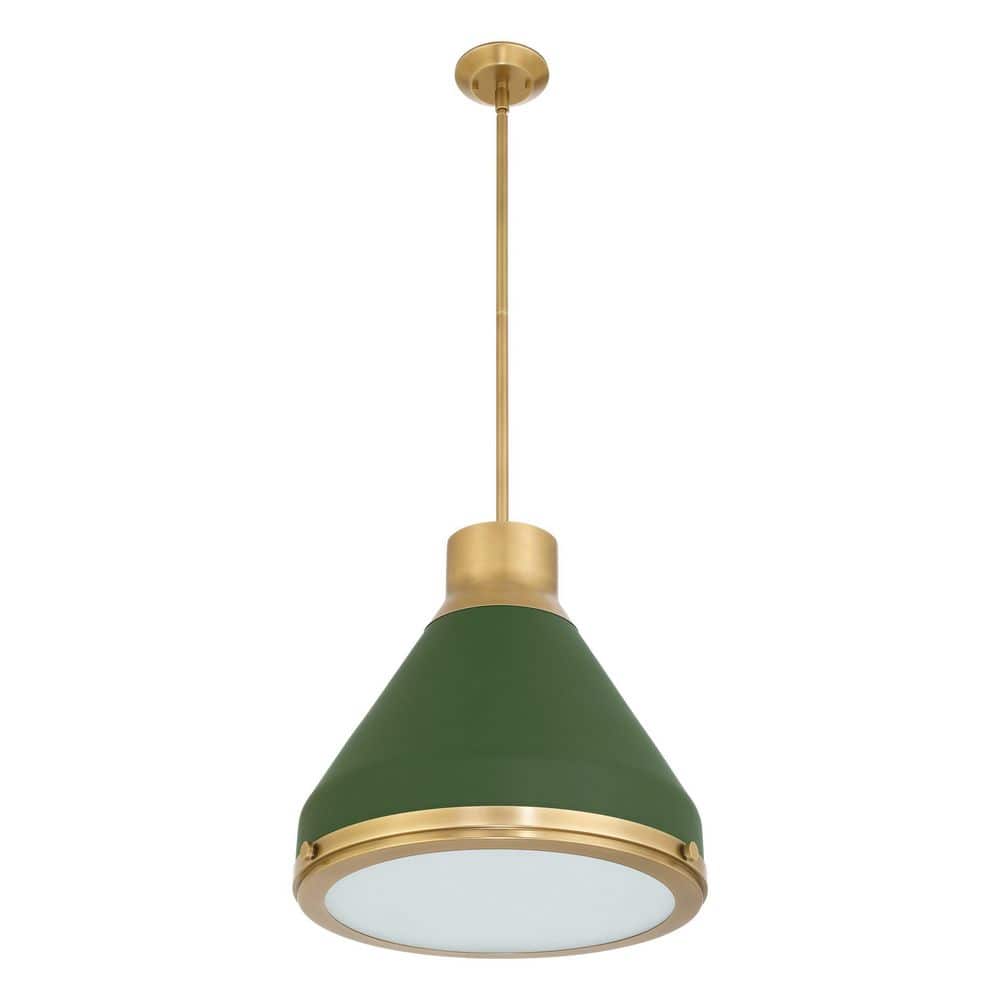 Doyle 18-inch 1-light Natural Brass Pendant Light with Matte Green Metal Shade price history on PriceWatchPro