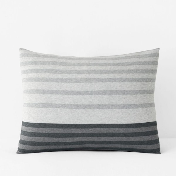 Company Cotton Gray Multi Jersey Knit Stripe Cotton Standard Sham