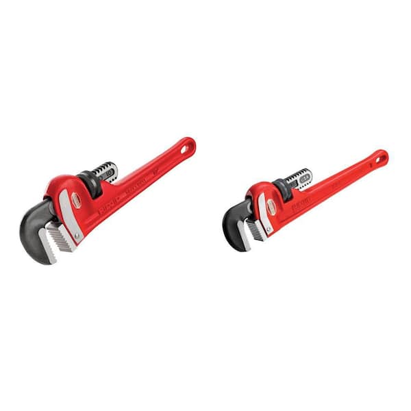 10 in. and 14 in. Straight Pipe Wrench for Heavy-Duty Plumbing Combo