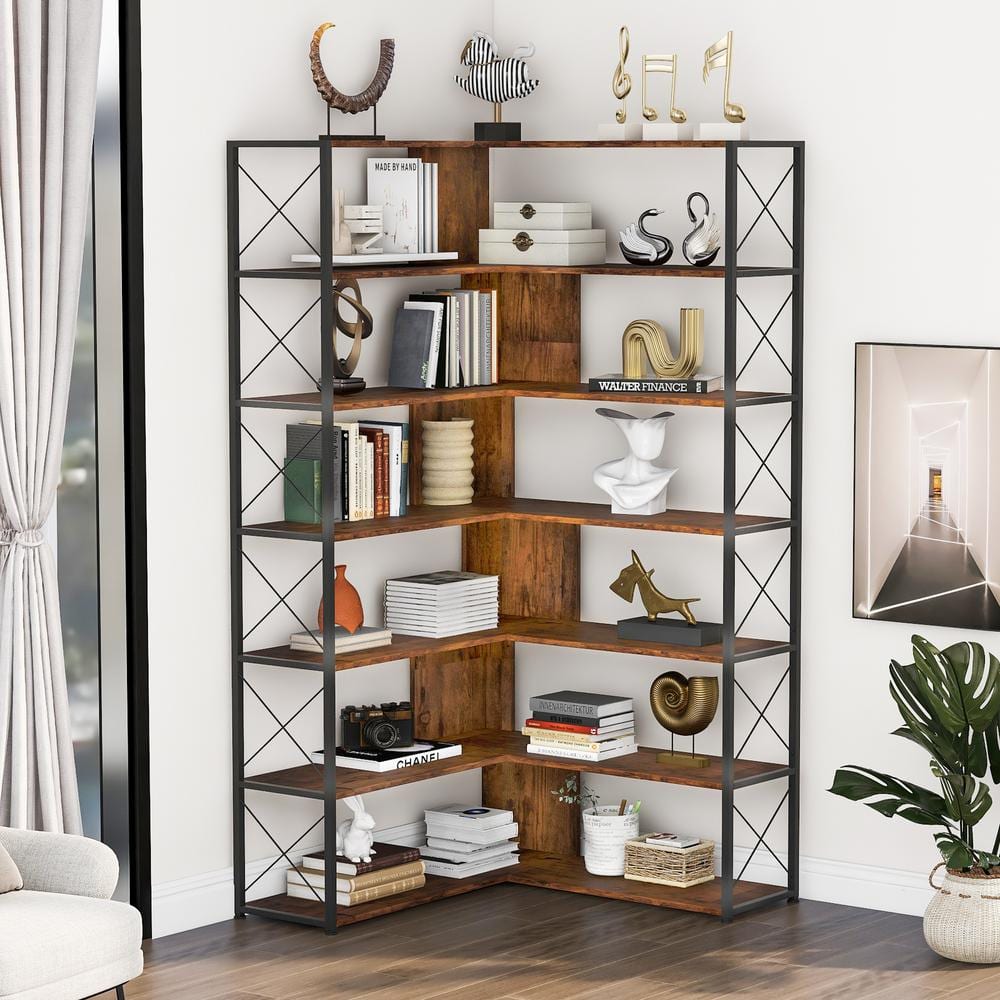 KIVENJAJA Triple Wide 5-Tier Bookshelf, Industrial Display