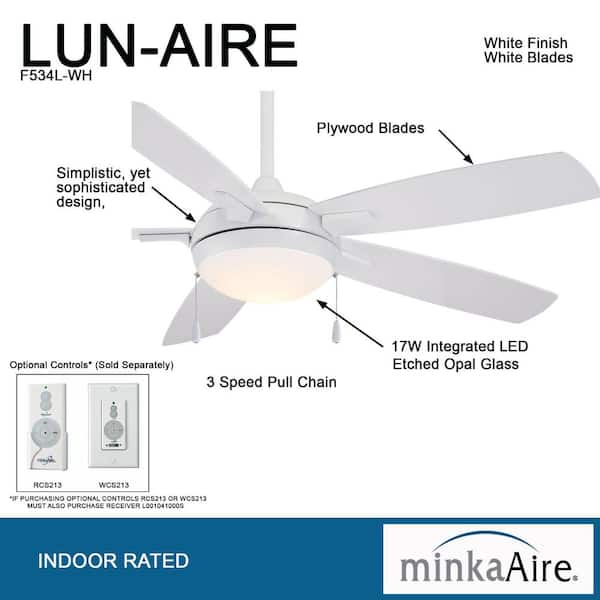 MINKA-AIRE Lun-Aire 54 in. Integrated LED Indoor White Ceiling Fan