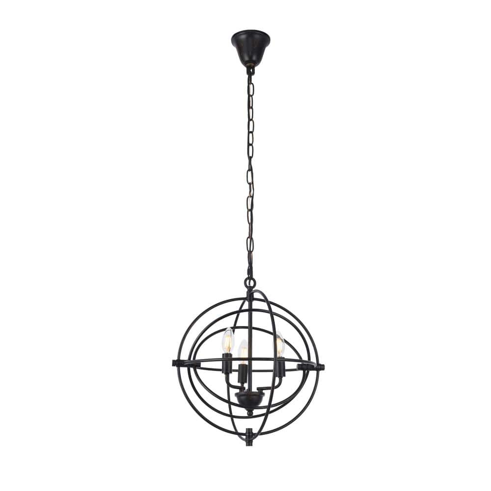 Timeless Home 17 in. 3-Light Dark Bronze Pendant Light, Bulbs Not Included