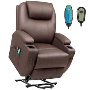 Brown Leather Standard (No Motion) Recliner with Power Lift