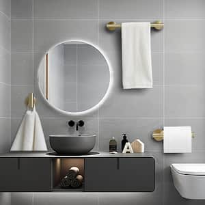 3-Piece Bath Hardware Set with Towel Hook and Toilet Paper Holder and Towel Bar Wall Mount Accessory Set in Brushed Gold