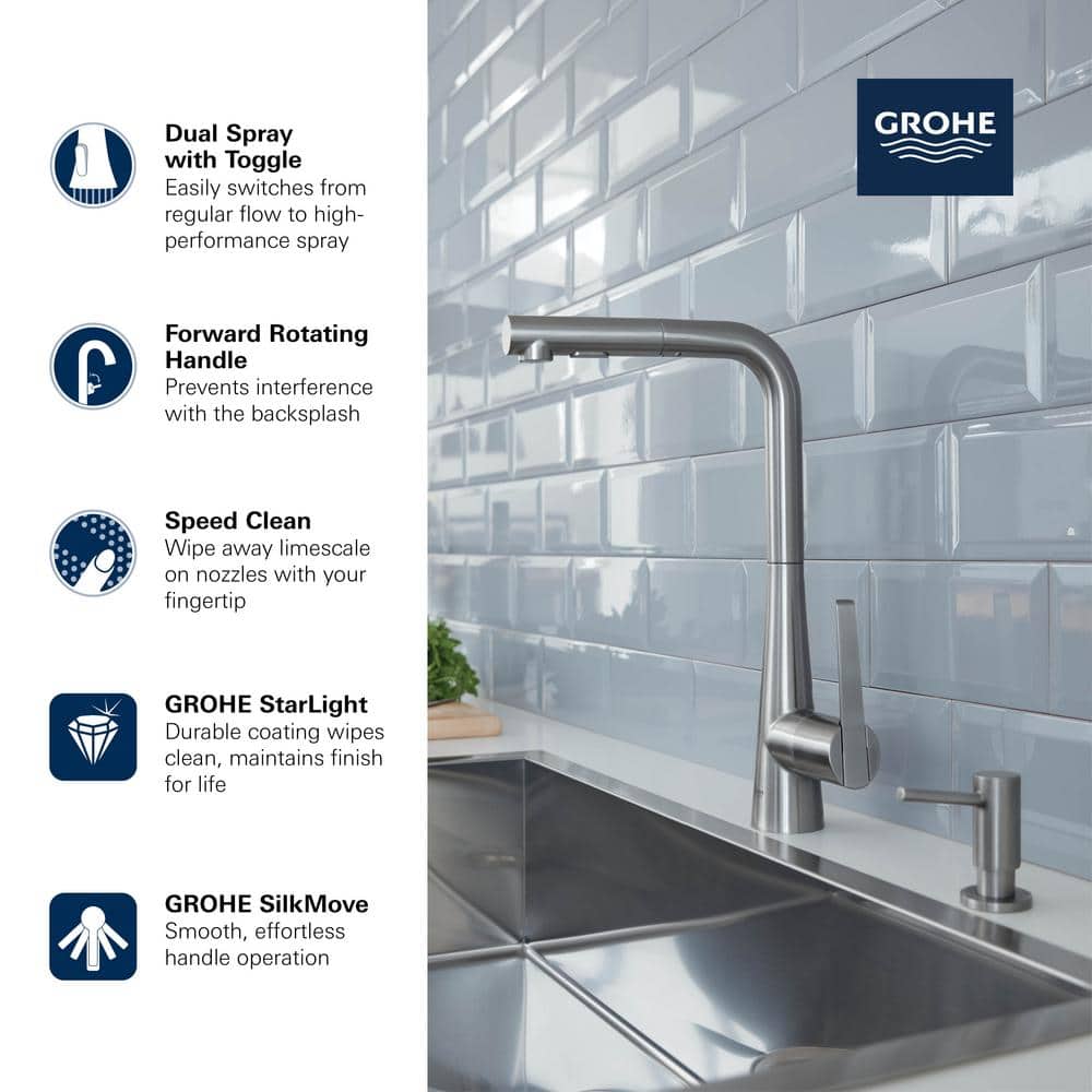 Stainless Steel Modern Pull-Out Spray Kitchen Faucet