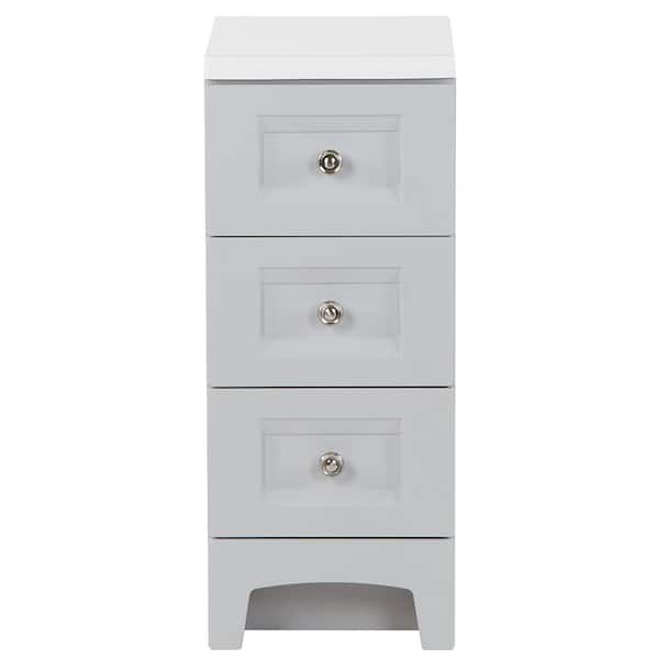 Delridge 12 in. Single Sink Pearl Gray Bath Vanity with White Cultured Marble Top (Assembled)