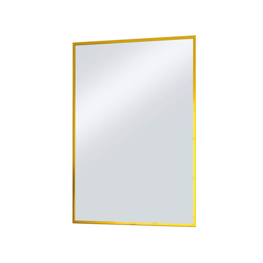 Xramfy 24 In W X 355 In H Modern Rectangular Aluminum Framed Gold Wall Mirror Brtsc24355 Gd 1700