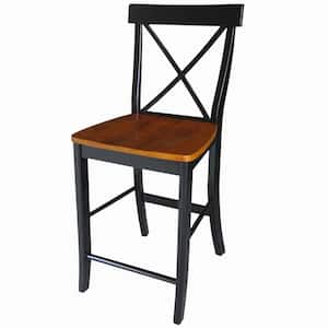 X Back 24 in. Black and Cherry Bar Stool