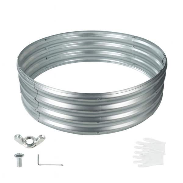 36 in. D x 12 in. H Round Galvanized Steel Fire Pit Kit in Silver with Foldable Design (Wood Burning)
