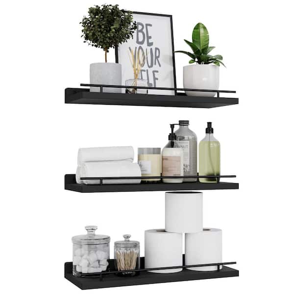 Unbranded 6 in. x 15.7 in. x 1.5 in. Black Wood Decorative Wall Shelves