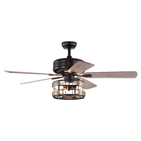 Unbranded 52 in. Smart Indoor/Outdoor Matte Black Ceiling Fan with Remote Control and 5 Dual Finish Blade Reversible Quiet Fan
