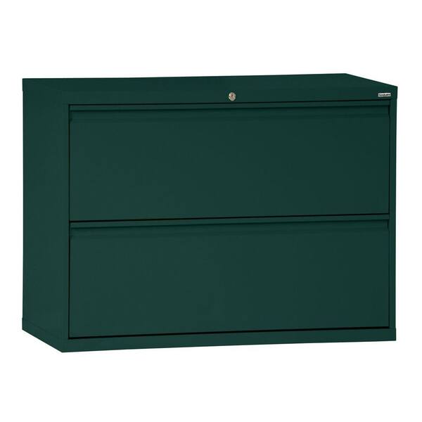 Sandusky 800 Series 36 in. W 2-Drawer Full Pull Lateral File Cabinet in Forest Green