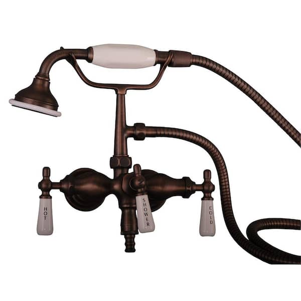 Barclay Products 3-Handle Claw Foot Tub Faucet with Old Style Spigot and Hand Shower in Oil Rubbed Bronze