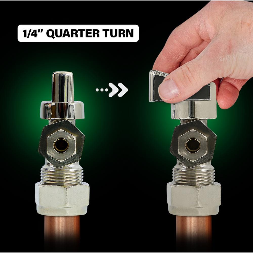 Chrome Plated Brass Compact Angle Stop Valve 2-Pack