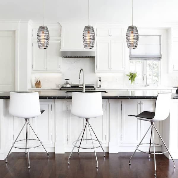 Lincoln 1-Light Clear Black Island Mini Pendant with Glass Shade