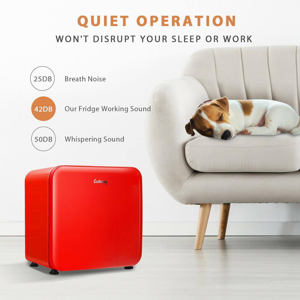 1.6 Cubic Feet Red Compact Mini Refrigerator with Reversible Door