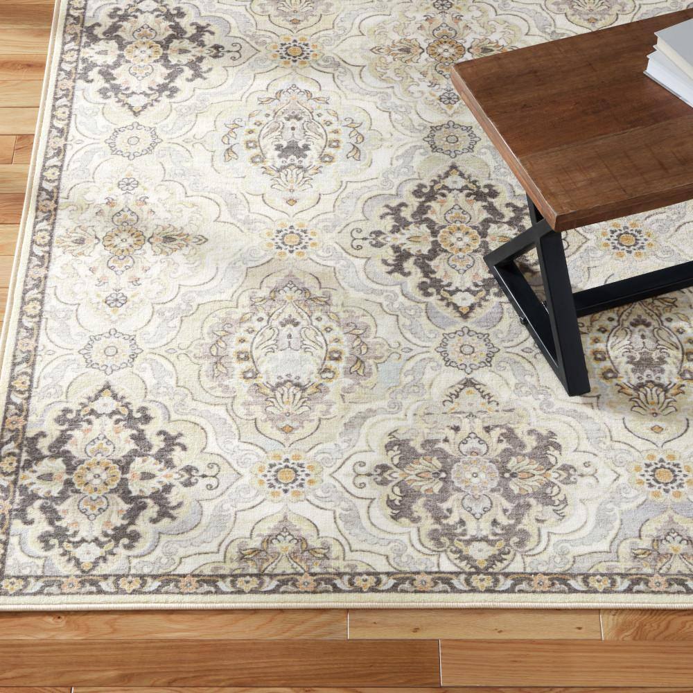 Avani Beige Tufted Washable Synthetic Area Rug 5' x 7'