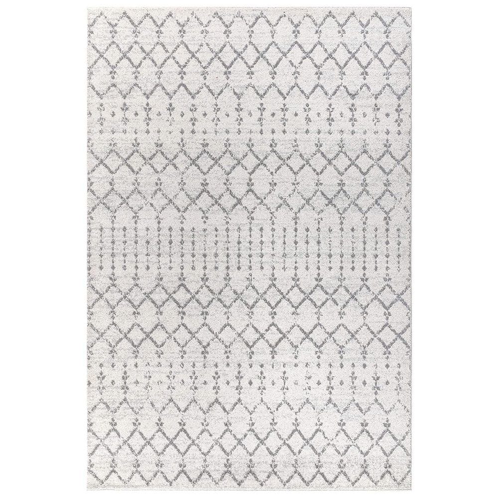 Light Gray Polypropylene 4 ft. x 6 ft. Trellis Indoor Area Rug