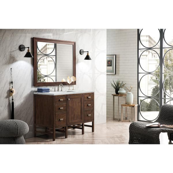 James Martin Vanities Addison 48 in. W x 23.5 in. D x 35.5 in. H Bathroom Vanity in Mid Century Acacia with Ethereal Noctis Quartz Top