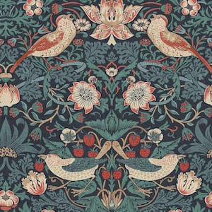 William Morris At Home Strawberry Thief Deep Blue Wallpaper